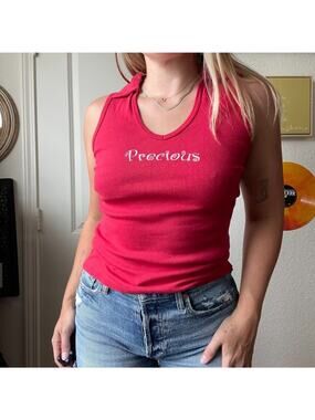 Vintage Y2K 2000s Ragdoll Red Collared Precious Graphic Baby Tank Sz L